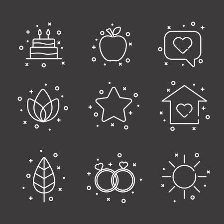 Set of line icons of wedding and valentine's day.のイラスト素材