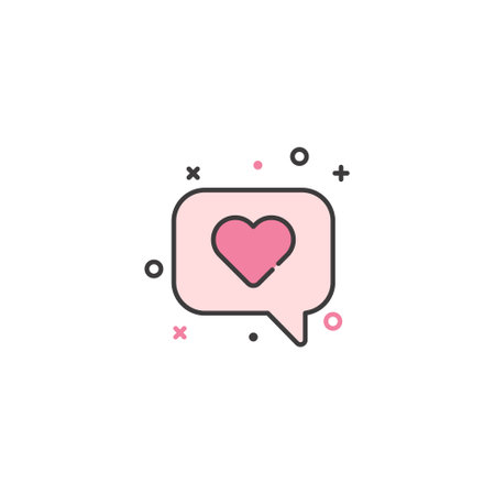 Heart in chat bubble line icon, vector graphics, a linear pattern on a white background, eps 10.のイラスト素材
