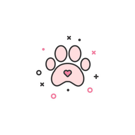 Paw with heart line icon, vector graphics, a linear pattern on a white background, eps 10.のイラスト素材