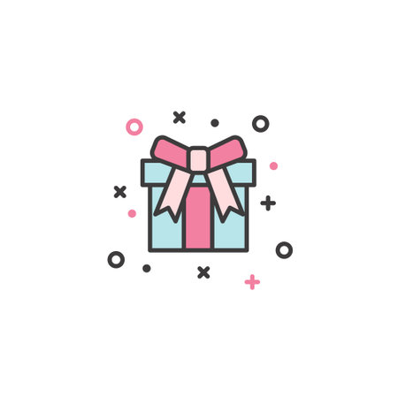 Gift box line icon, vector graphics, a linear pattern on a white background, eps 10.のイラスト素材