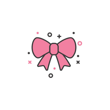 Gift bow line icon, vector graphics, a linear pattern on a white background, eps 10.のイラスト素材
