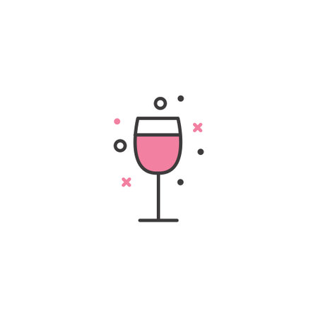 wine glass icon vector design symbol of wine tasting and degustationのイラスト素材
