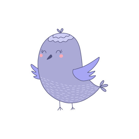 Cute cartoon bird. Vector illustration in doodle style.のイラスト素材