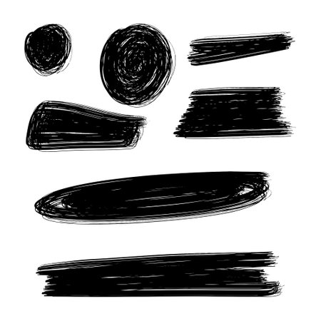 Set of grunge brush strokes. Vector illustration. Black and white.のイラスト素材