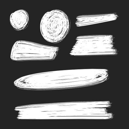 Vector set of hand drawn brush strokes. Isolated on black background.のイラスト素材