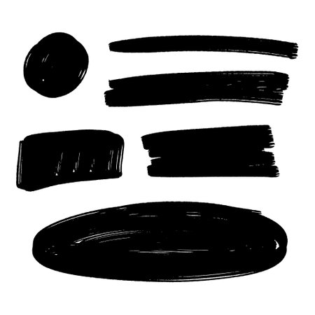 Set of black grunge brush strokes isolated on white background. Vector illustration.のイラスト素材