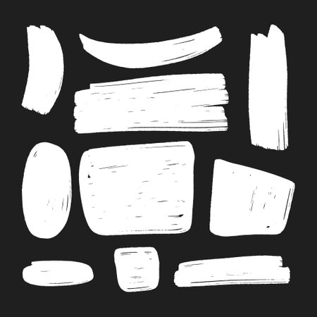 Vector set of hand drawn brush strokes. Grunge textures.のイラスト素材