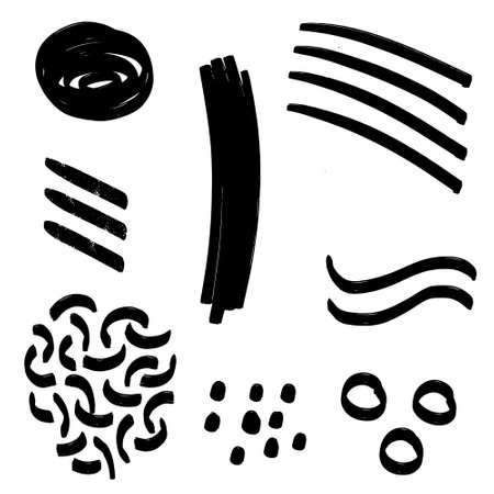 Set of hand drawn scribble doodle elements. Vector illustration.のイラスト素材