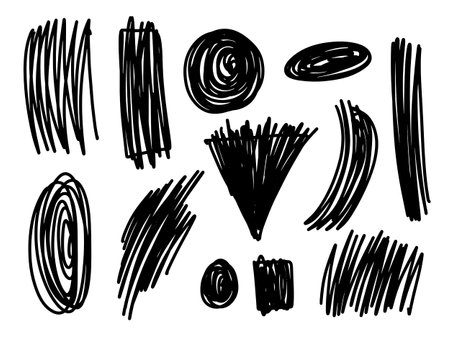 Hand drawn doodle scribbles. Set of black and white vector elements.のイラスト素材