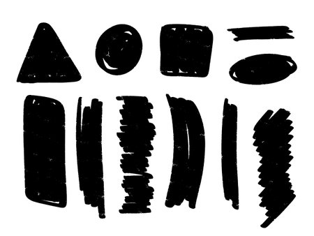 Set of black grunge textured brush strokes. Vector illustration.のイラスト素材
