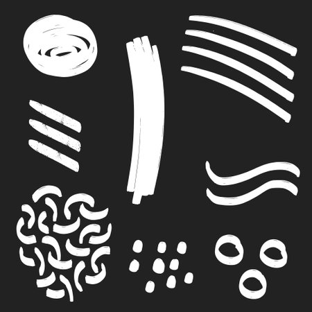 Set of hand drawn doodle pasta isolated on black background. Vector illustration.のイラスト素材