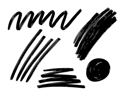 Set of hand drawn scribble elements. Black and white vector illustration.のイラスト素材