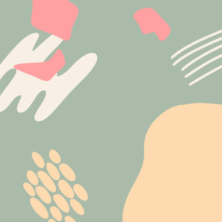 Seamless pattern with hand drawn abstract shapes in pastel colorsのイラスト素材