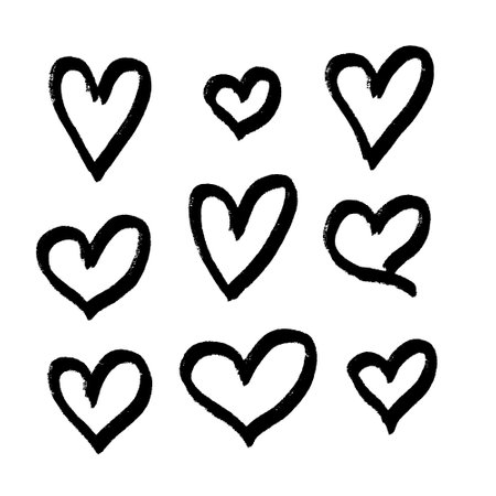 Set of hand drawn doodle hearts. Vector illustration isolated on white background.のイラスト素材