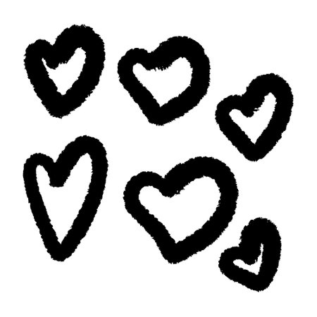 Set of hand-drawn hearts on a white background. Vector illustration.のイラスト素材