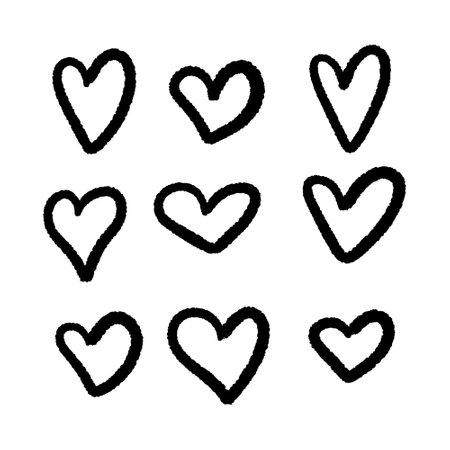 Set of hand drawn doodle hearts isolated on white background. Vector illustration.のイラスト素材