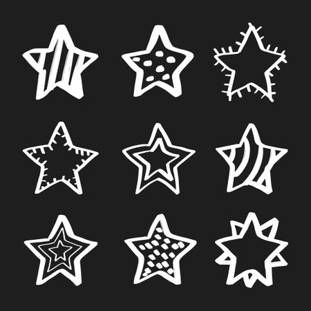 Star icons set. Black and white star pictograms. Vector illustrationのイラスト素材