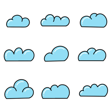 Set of clouds icons. Vector illustration in doodle style.のイラスト素材