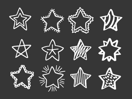 Star icon set. Vector illustration isolated on black background for graphic and web design.のイラスト素材
