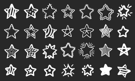 Star icon set. Simple set of star vector icons for web design on black backgroundのイラスト素材