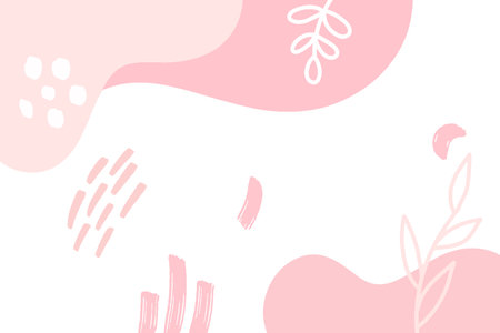 Abstract background with hand drawn organic shapes and floral elements. Vector illustrationのイラスト素材