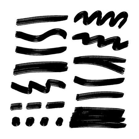 Vector set of hand drawn brush strokes. Isolated on white background.のイラスト素材