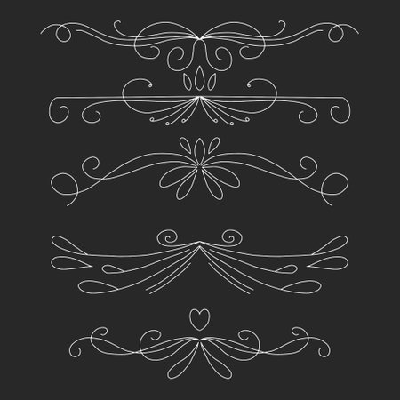 Set of decorative elements for your design. Isolated on black backgroundのイラスト素材