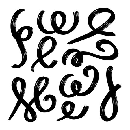 Vector set of calligraphic letters. Hand drawn ink font.のイラスト素材