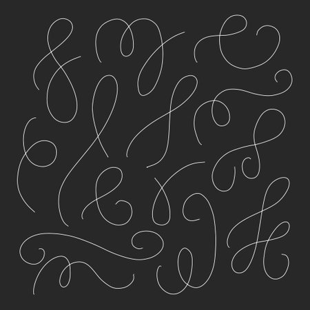 Collection of calligraphic hand-drawn lines. Vector illustration.のイラスト素材