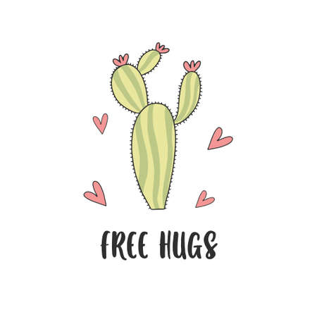 Set of Cute cartoon cactus and succulents drawing. Cacti doodle illustration set. can be used for cards, invitations or like stickerのイラスト素材