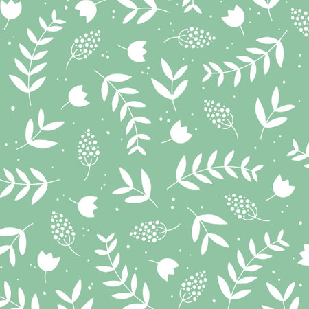 Seamless floral pattern with leaves and flowers. Vector illustration.のイラスト素材