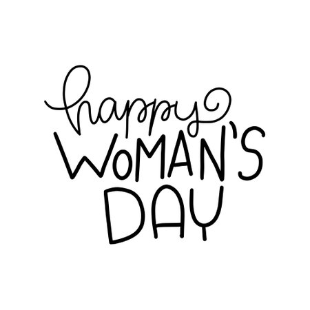 Happy Women's Day. Hand drawn lettering. Vector illustration.のイラスト素材