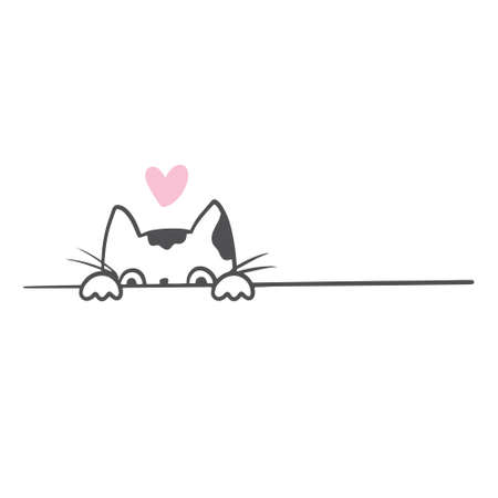 Cute Cat Doodle style illustrations. Set of Funny hand drawn cats.のイラスト素材