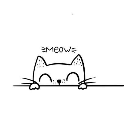 Cute Cat Doodle style illustrations. Set of Funny hand drawn cats.のイラスト素材