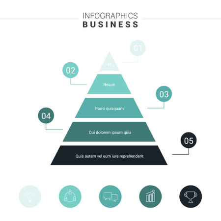 Business Infographic colorful pyramid inverted with 5 floors and iconsのイラスト素材