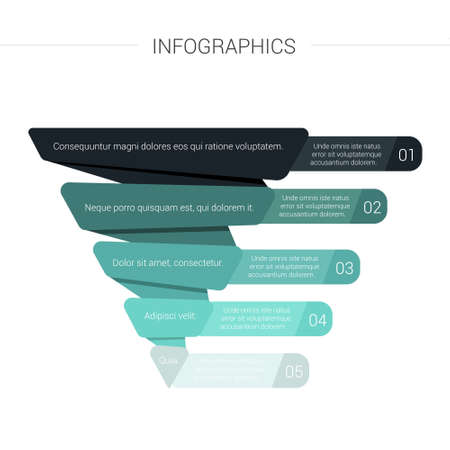 Business Infographic colorful pyramid inverted with 5 floors and iconsのイラスト素材