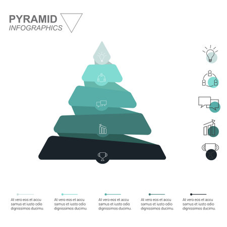 Business Infographic colorful pyramid inverted with 5 floors and iconsのイラスト素材