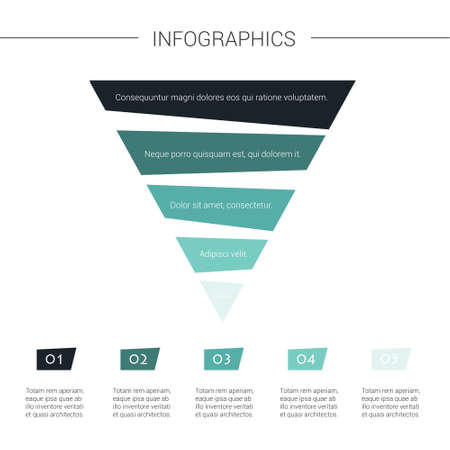 Business Infographic colorful pyramid inverted with 5 floors and iconsのイラスト素材