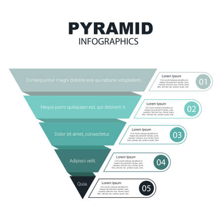 Business Infographic colorful pyramid inverted with 5 floors and iconsのイラスト素材