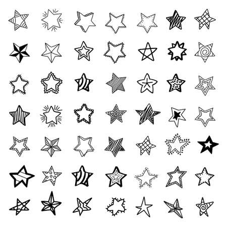 Handdrawn set of stars background. Vector illustration.のイラスト素材