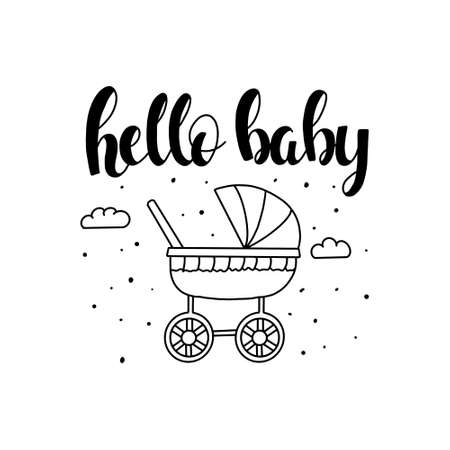Baby Shower Card design. Cute fun card design for invitations.のイラスト素材