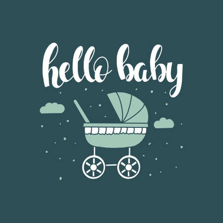 Baby Shower Card design. Cute fun card design for invitations.のイラスト素材