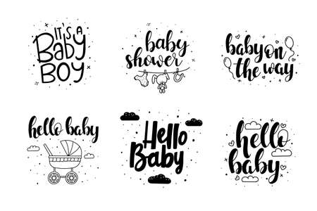 Baby Shower Card design. Cute fun card design for invitations.のイラスト素材