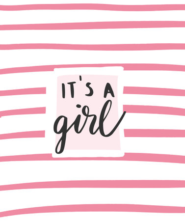 It's a girl. Sticker for social media content. Vector hand drawn illustration design.のイラスト素材