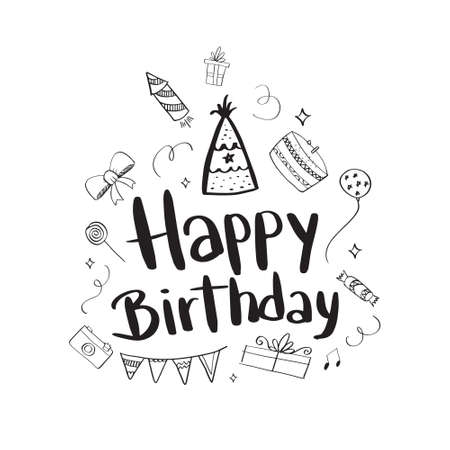 Happy Birthday Lettering Card Design. Happy Birthday Modern Brush Typography lettering. Greeting card. Vector illustration.のイラスト素材