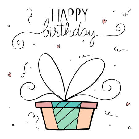 Happy Birthday Lettering Card Design. Happy Birthday Modern Brush Typography lettering. Greeting card. Vector illustration.のイラスト素材