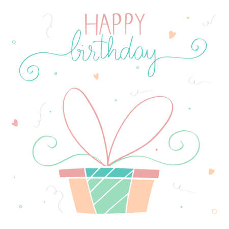 Happy Birthday Lettering Card Design. Happy Birthday Modern Brush Typography lettering. Greeting card. Vector illustration.のイラスト素材