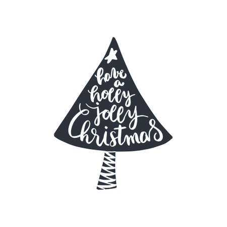 Merry Christmas lettering. Can be used for posters, gift cards, etc. Vector illustration. Happy holidays. Holly jolly.のイラスト素材