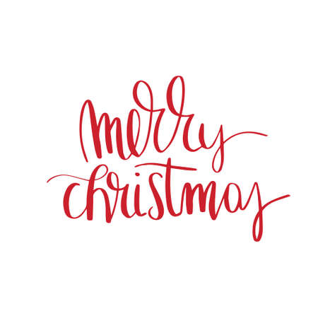 Merry Christmas lettering. Can be used for posters, gift cards, etc. Vector illustration. Happy holidays. Holly jolly.のイラスト素材