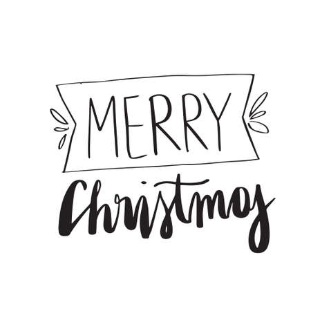 Merry Christmas lettering. Can be used for posters, gift cards, etc. Vector illustration. Happy holidays. Holly jolly.のイラスト素材
